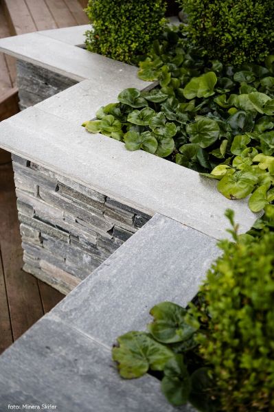 Sålebenk lys Oppdal natur - 17,5 cm i fallende lengder, T: 15-25mm - Minera Skifer