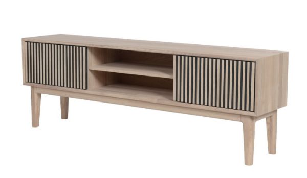 CASØ Broholm XL-TV-benk hvitoljet eik med lamelldører