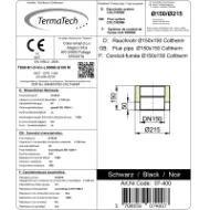 Isolert røykrør 15 cm Ø150mm svart