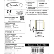 Isolert røykrør 25 cm Ø150mm svart