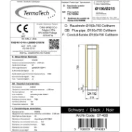 Isolert røykrør 75 cm Ø150mm svart
