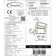 Isolert røykrør kne 15° Ø150mm svart