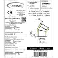 Isolert røykrør kne 30° Ø150mm svart