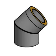 Isolert røykrør kne 45° Ø150mm svart