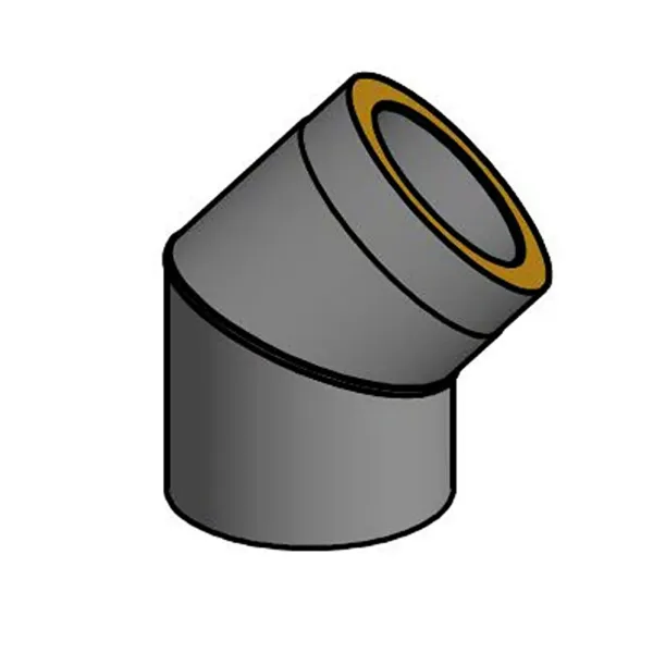 Isolert røykrør kne 45° Ø150mm svart