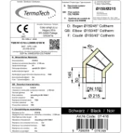 Isolert røykrør kne 45° Ø150mm svart