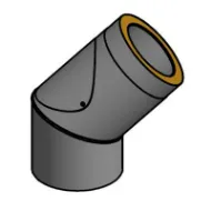 Isolert røykrør kne 45° m/ luke Ø150mm svart