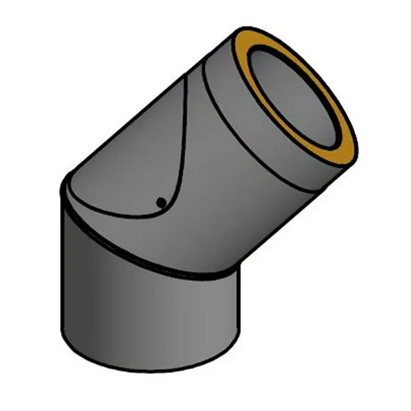Isolert røykrør kne 45° m/ luke Ø150mm svart