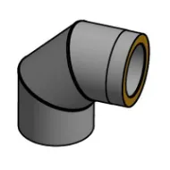 Isolert røykrør kne 90° 3-delt u/ luke Ø150mm svart