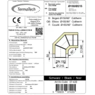 Isolert røykrør kne 90° 3-delt u/ luke Ø150mm svart