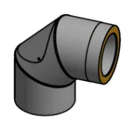 Isolert røykrør kne 90° 3-delt m/ feieluke Ø150mm svart