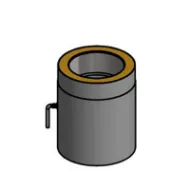 Isolert røykrør 25 cm m/spjeld Ø150mm svart