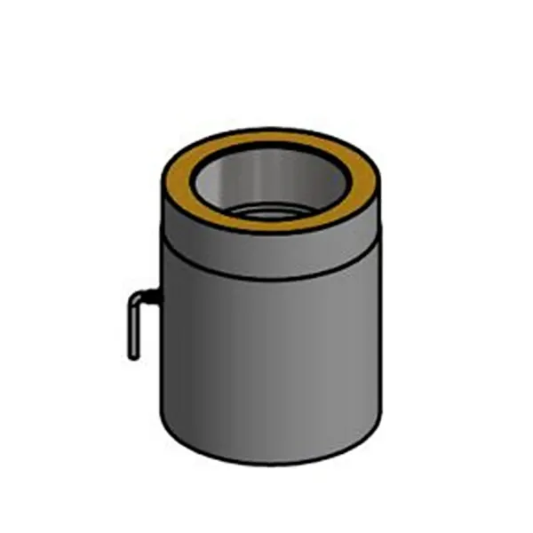 Isolert røykrør 25 cm m/spjeld Ø150mm svart