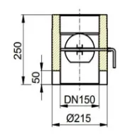 Isolert røykrør 25 cm m/spjeld Ø150mm svart