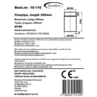 Røykrør rett 25 cm Ø150mm svart