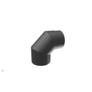 Røykrør bend kort 3-delt 90° med luke Ø150mm svart