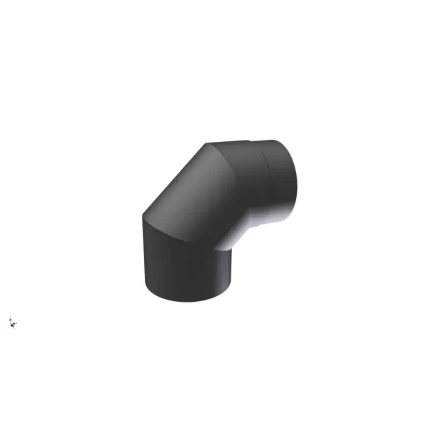 Røykrør bend kort 3-delt 90° med luke Ø150mm svart