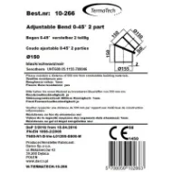 Røykrør bend justerbar 0-45° 2-delt Ø150mm svart