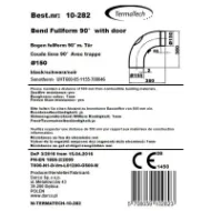 Røykrør bend 90° helbøyd 38x38 cm Ø150mm svart