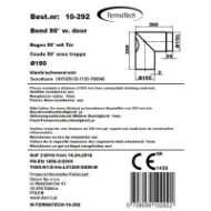 Røykrør bend 90°skarp 30x30 cm Ø150mm svart