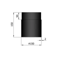 Røykrør rett 15 cm Ø150mm svart metallic