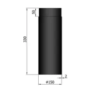 Røykrør rett 33 cm Ø150mm svart metallic