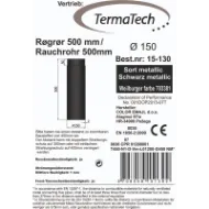 Røykrør rett 50 cm Ø150mm svart metallic