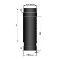 Røykrør rett teleskopisk 59-91 cm Ø150mm svart metallic