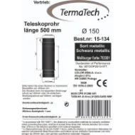 Røykrør rett teleskopisk 59-91 cm Ø150mm svart metallic