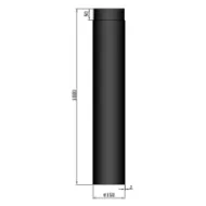 Røykrør rett 100 cm Ø150mm svart metallic