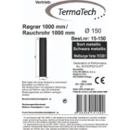 Røykrør rett 100 cm Ø150mm svart metallic