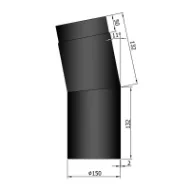 Røykrør bend 11° Ø150mm svart metallic