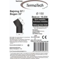 Røykrør bend 33° Ø150mm svart metallic