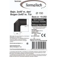 Røykrør bend 3-delt 90° med luke Ø150mm svart metallic