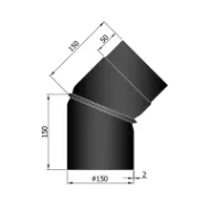 Røykrør bend justerbar 0-45° 2-delt Ø150mm svart metallic