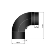 Røykrør bend 90° helbøyd 32x32 cm Ø150mm svart metallic