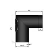 Røykrør bend 90°skarp Ø150mm svart
