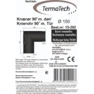 Røykrør bend 90°skarp Ø150mm svart