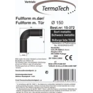 Røykrør bend 90° helbøyd 45x45 cm Ø150mm svart metallic