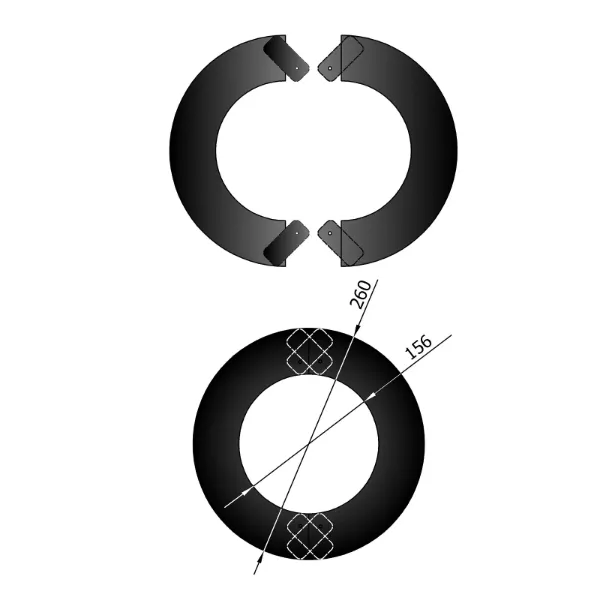 Pyntering 2-delt for Ø150mm røykrør svart metallic