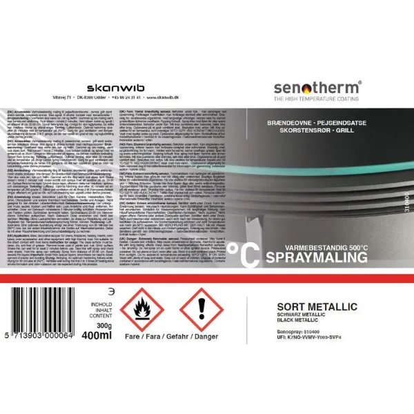 Ovnslakk - Sort metallic 400ml spraylakk
