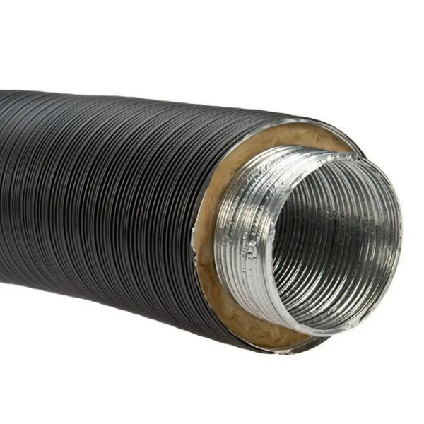 Friskluftsrør Ø125 mm isolert flexibelt svart