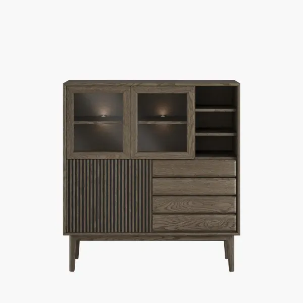 Casø Broholm Highboard med lamelldører 124x133x40 cm Røktoljet Eik