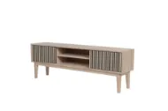 Casø Broholm XL TV-benk med lamelldører 160x55x35 cm Hvitoljet Eik