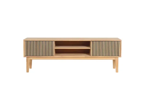 Casø Broholm XL TV-benk med lamelldører 160x55x35 cm Naturoljet Eik