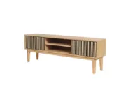 Casø Broholm XL TV-benk med lamelldører 160x55x35 cm Naturoljet Eik