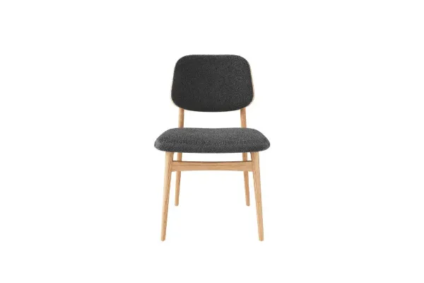 Casø Carl Spisestol Hvitoljet Eik med grått stoff