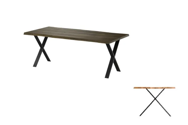 Casø Eydis Matbord 240x100x75 cm Røktoljet Eik med X-ben