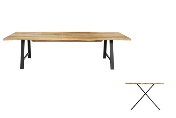 Casø Eydis Matbord 300x100x75 cm Naturoljet Eik med X-ben