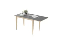 Casø C-Edge Kjøkkenbord 120-160x75x75 cm Hvitoljet Eik med stein laminat